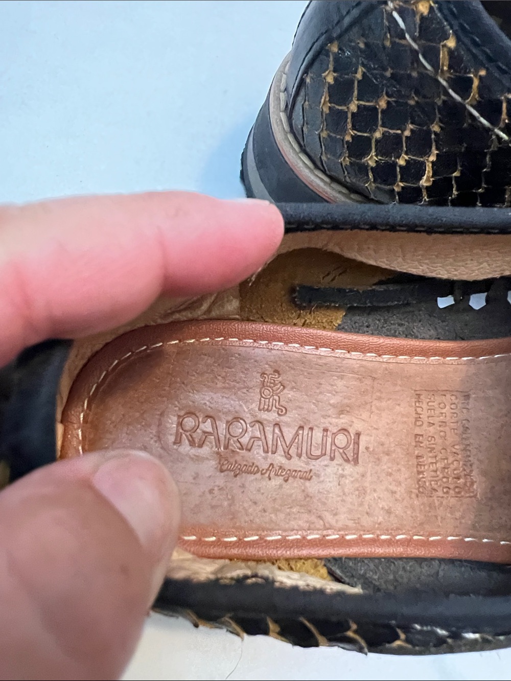 RARMURI HUARACHES PLATFORM OXFORD SHOES SNAKE EMBOSSED LEATHER MEXICO SIZE 8 - Picture 12 of 14